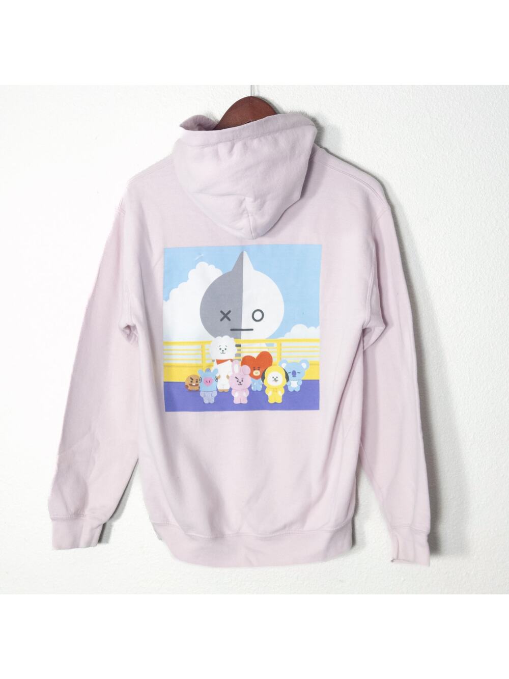 BT21 Pink Graphic Hoodie Size M K-Pop Kawaii Kidcore Pastel Cutecore